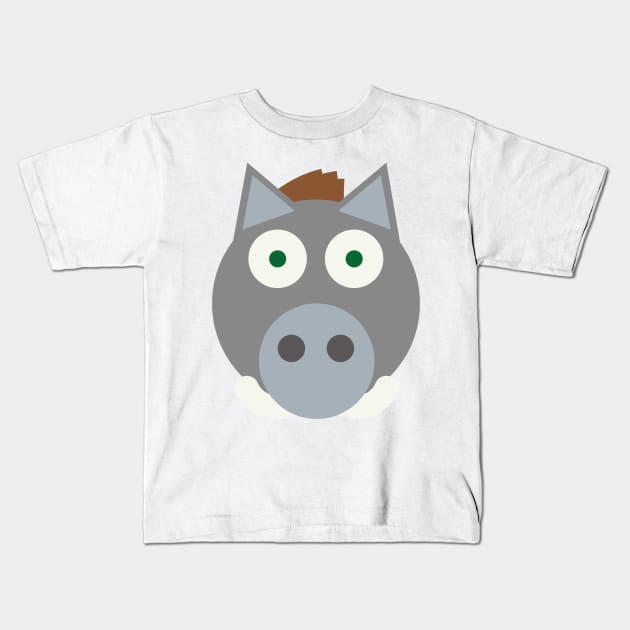 Boar - Squaranimals #18 Kids T-Shirt by AntielARt